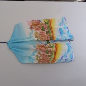 Cocoon House 100% Silk Scarf with a Miami Motif